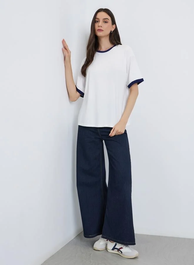 Take Two Take Two Contrast Trim Short Sleeve Oversized T-Shirt